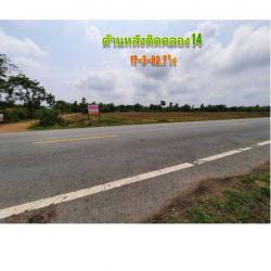 ขายที่ดินคลอง14 ลำลูกกา ด้านหลังติดบริษัทโค๊ก ที่ดินอยู่ติดถนนเลียบคลอง14