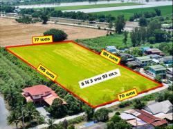 ใกล้ ถนน ทางหลวง 346 ปทุมธานี - บางเลน ขาย ที่ดิน 8 ไร่ ลาดหลุมแก้ว ปทุมธานี เหมาะทำหอพัก โรงงาน โกดัง หรือซื้อเก็บลงทุน!