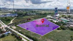 คุ้มค่าน่าลงทุน ที่ดินสีม่วงลาย ติดถนนใหญ่ เมืองระยอง เนื้อที่  23-2-76 ไร่ ไร่ละ 8 ล้าน รวมเป็นเงิน 184 ล้าน เมือง จ.ระยอง