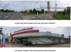 ขายด่วนที่ดินและสิ่งปลูกสร้างอาคาร (บิ๊กซี ยโสธร) 29-3-80 ไร่